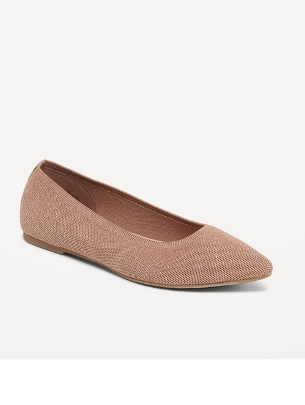 Pointed Knit Ballet Flat - Blush Pink with Sparkle  ONLY SIZE 7 LEFT!!
